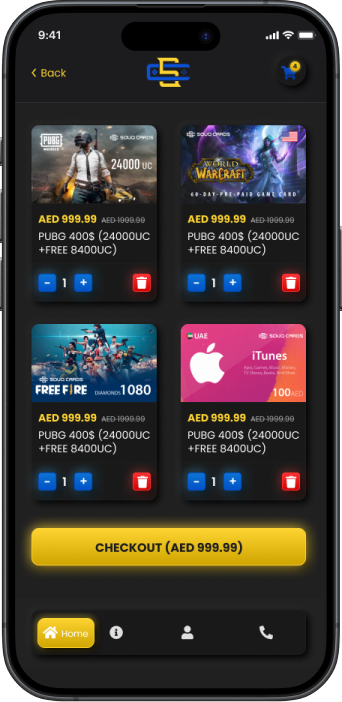 Mobile commerce cart with digital products priced in dirhams