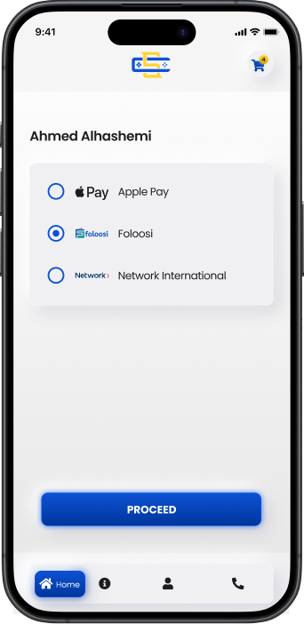 Checkout screen showing saved payment methods